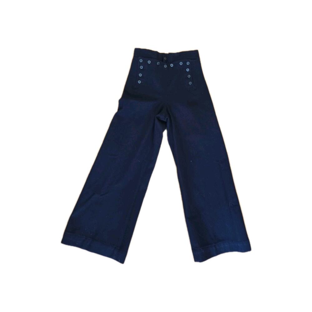 US Navy Sailor 1950s Wool Pants Trousers Black Buttoned Size 29R